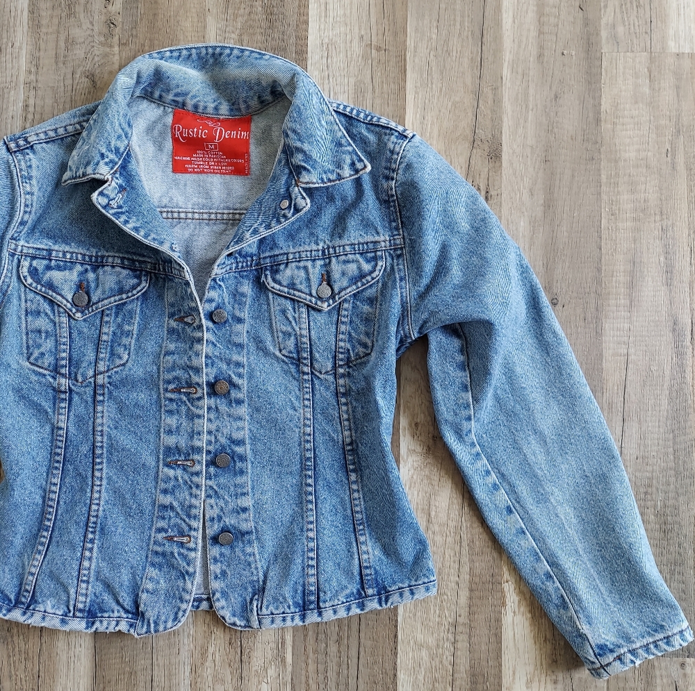 Vintage 90s Y2K Fitted Denim Jean Jacket Small